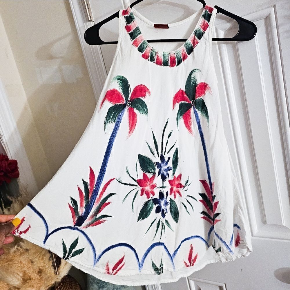 Sleeveless Bohemian Vibe 100% Rayon Caftan Top. XS Fit